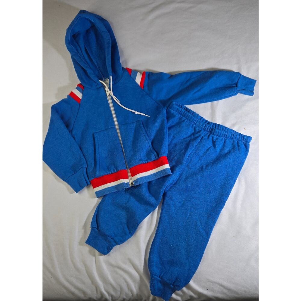 Blue Kids Matching Set with Red and White Accents